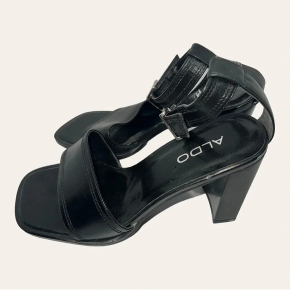 Women’s ALDO SQUARE‎ HEEL OPEN TOES HEELS SIZE 36(US 6) BLACK IN COLOR STRAPPY - Picture 4 of 16